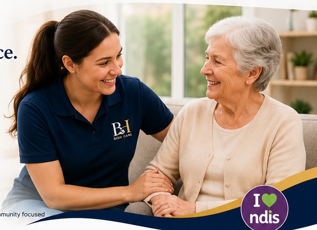 Bish Care support worker with an older client